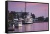 North Carolina, Wilmington, River Boats on the Cape Fear River, Dusk-Walter Bibikow-Framed Stretched Canvas