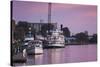 North Carolina, Wilmington, River Boats on the Cape Fear River, Dusk-Walter Bibikow-Stretched Canvas