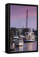 North Carolina, Wilmington, River Boats on the Cape Fear River, Dusk-Walter Bibikow-Framed Stretched Canvas