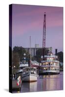 North Carolina, Wilmington, River Boats on the Cape Fear River, Dusk-Walter Bibikow-Stretched Canvas