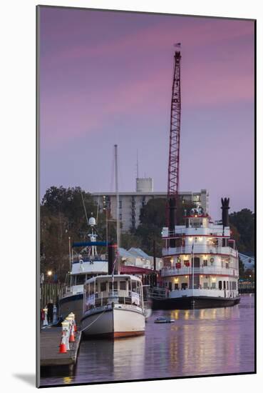 North Carolina, Wilmington, River Boats on the Cape Fear River, Dusk-Walter Bibikow-Mounted Photographic Print