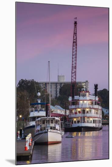 North Carolina, Wilmington, River Boats on the Cape Fear River, Dusk-Walter Bibikow-Mounted Photographic Print