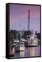 North Carolina, Wilmington, River Boats on the Cape Fear River, Dusk-Walter Bibikow-Framed Stretched Canvas