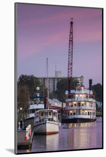 North Carolina, Wilmington, River Boats on the Cape Fear River, Dusk-Walter Bibikow-Mounted Photographic Print