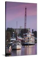 North Carolina, Wilmington, River Boats on the Cape Fear River, Dusk-Walter Bibikow-Stretched Canvas