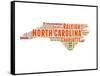 North Carolina Word Cloud Map-NaxArt-Framed Stretched Canvas