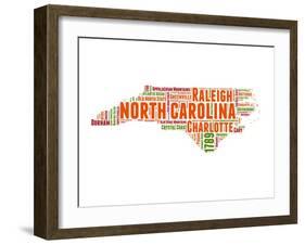 North Carolina Word Cloud Map-NaxArt-Framed Art Print