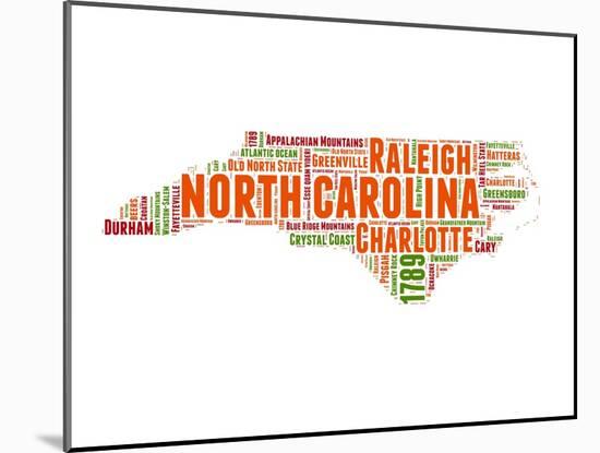 North Carolina Word Cloud Map-NaxArt-Mounted Art Print