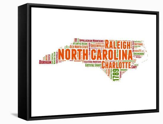 North Carolina Word Cloud Map-NaxArt-Framed Stretched Canvas