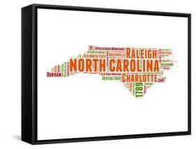 North Carolina Word Cloud Map-NaxArt-Framed Stretched Canvas