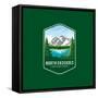 North Cascades National Park Emblem Patch Icon Illustration on Dark Background-anjar suwarno-Framed Stretched Canvas