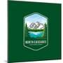 North Cascades National Park Emblem Patch Icon Illustration on Dark Background-anjar suwarno-Mounted Photographic Print