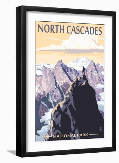 North Cascades National Park, Washington - Mountain Peaks-Lantern Press-Framed Art Print
