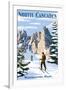 North Cascades, Washington - Cross Country Skiing-Lantern Press-Framed Art Print