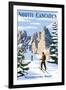 North Cascades, Washington - Cross Country Skiing-Lantern Press-Framed Art Print