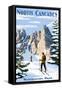 North Cascades, Washington - Cross Country Skiing-Lantern Press-Framed Stretched Canvas