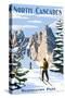 North Cascades, Washington - Cross Country Skiing-Lantern Press-Stretched Canvas
