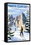 North Cascades, Washington - Cross Country Skiing-Lantern Press-Framed Stretched Canvas