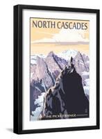 North Cascades, Washington - Mountain Peaks-Lantern Press-Framed Art Print