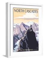 North Cascades, Washington - Mountain Peaks-Lantern Press-Framed Art Print