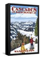 North Cascades, Washington - Showshoer Scene-Lantern Press-Framed Stretched Canvas