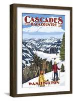 North Cascades, Washington - Showshoer Scene-Lantern Press-Framed Art Print