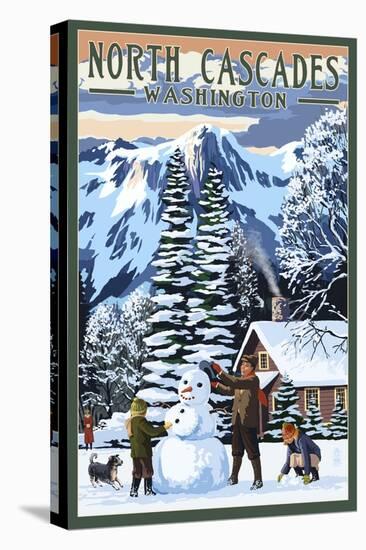 North Cascades, Washington - Snowman Building-Lantern Press-Stretched Canvas