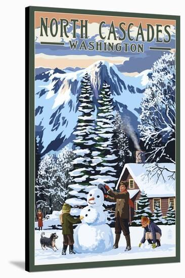 North Cascades, Washington - Snowman Building-Lantern Press-Stretched Canvas