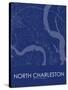 North Charleston, United States of America Blue Map-null-Stretched Canvas