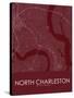 North Charleston, United States of America Red Map-null-Stretched Canvas