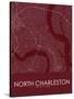 North Charleston, United States of America Red Map-null-Stretched Canvas