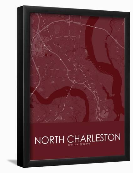 North Charleston, United States of America Red Map-null-Framed Poster
