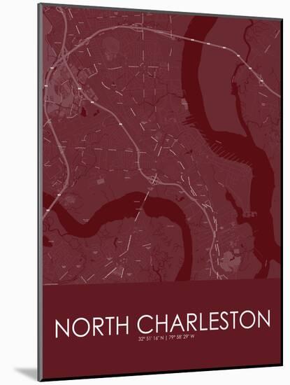 North Charleston, United States of America Red Map-null-Mounted Poster