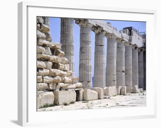 North Colonnade of Parthenon at Acropolis in Athens-null-Framed Giclee Print