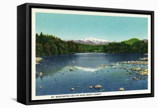 North Conway, New Hampshire - View of Mount Washington and the Saco-Lantern Press-Framed Stretched Canvas