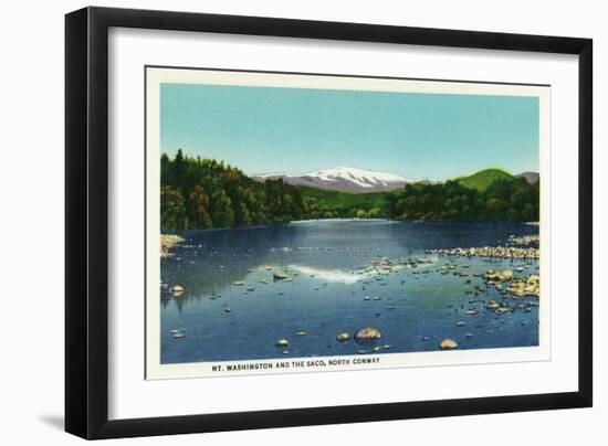 North Conway, New Hampshire - View of Mount Washington and the Saco-Lantern Press-Framed Art Print