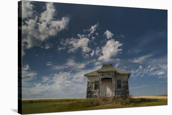 North Dakota, Abandoned Township Hall on the North Dakota Prairie-Judith Zimmerman-Stretched Canvas