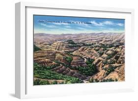 North Dakota, Aerial View of Cedar Canyon from US Hwy 10, Badlands-Lantern Press-Framed Art Print