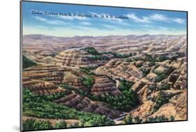 North Dakota, Aerial View of Cedar Canyon from US Hwy 10, Badlands-Lantern Press-Mounted Art Print