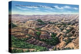 North Dakota, Aerial View of Cedar Canyon from US Hwy 10, Badlands-Lantern Press-Stretched Canvas