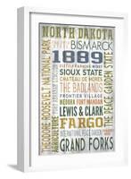 North Dakota - Barnwood Typography-Lantern Press-Framed Art Print