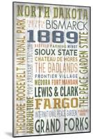North Dakota - Barnwood Typography-Lantern Press-Mounted Art Print