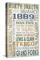 North Dakota - Barnwood Typography-Lantern Press-Stretched Canvas