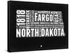 North Dakota Black and White Map-NaxArt-Framed Stretched Canvas