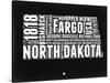 North Dakota Black and White Map-NaxArt-Stretched Canvas