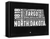 North Dakota Black and White Map-NaxArt-Framed Stretched Canvas