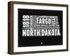 North Dakota Black and White Map-NaxArt-Framed Art Print