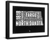 North Dakota Black and White Map-NaxArt-Framed Art Print