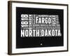 North Dakota Black and White Map-NaxArt-Framed Art Print