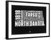 North Dakota Black and White Map-NaxArt-Framed Art Print